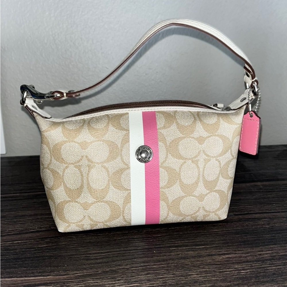 Pink stripe coach purse